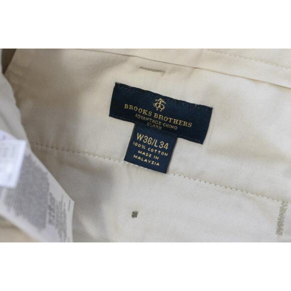 Brooks Brothers Clark Advantage Chino Khaki Pants Beige Mens 36 x 34 - Picture 9 of 10